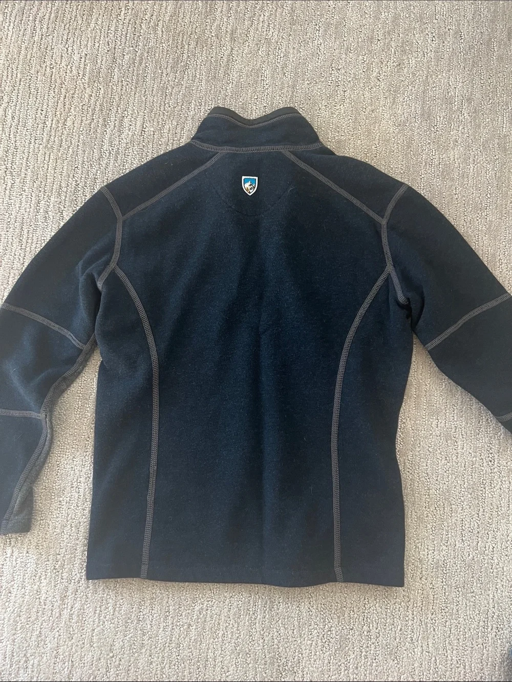 Kuhl Boys Black and Charcoal Quarter-Zip Fleece Pullover